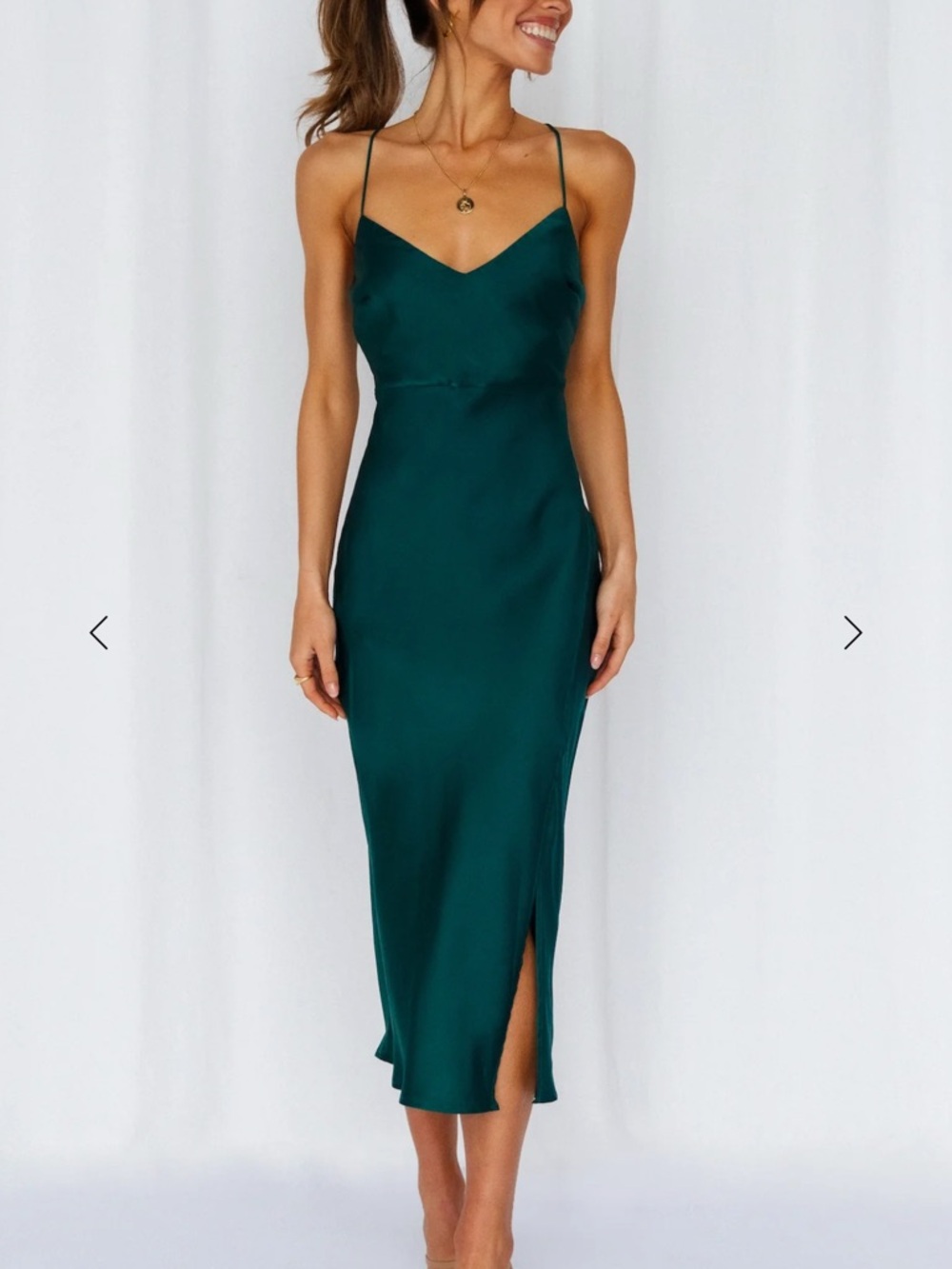 HELLO MOLLY | Sweet Pot Crashing Prom Midi Dress Dark Green With Side Slit | 4